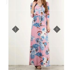 Faux Wrap Nursing Maxi Dress